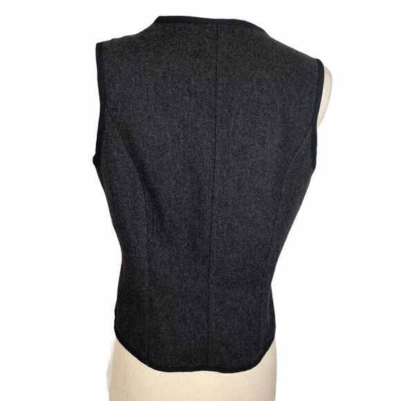 Vintage 90s Gap Vest Gray Wool Sleeveless Zip Front - Picture 5 of 7